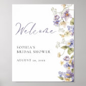 Delicate Purple and White Floral Welcome Sign Poster (Voorkant)