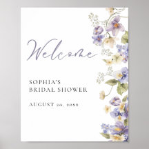Delicate Purple and White Floral Welcome Sign