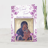 Delicate Purple Flowers Theotokos Birthday  Kaart (Voorkant)