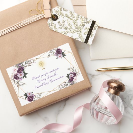 Delicate Purple Pink Peony Flowers Holy Communion  Rechthoekige Sticker (Geschenken)