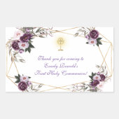 Delicate Purple Pink Peony Flowers Holy Communion  Rechthoekige Sticker (Voorkant)