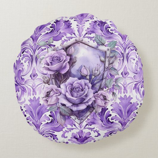 Delicate Purple Shield of Faith Round Pillow Rond Kussen (Achterkant)