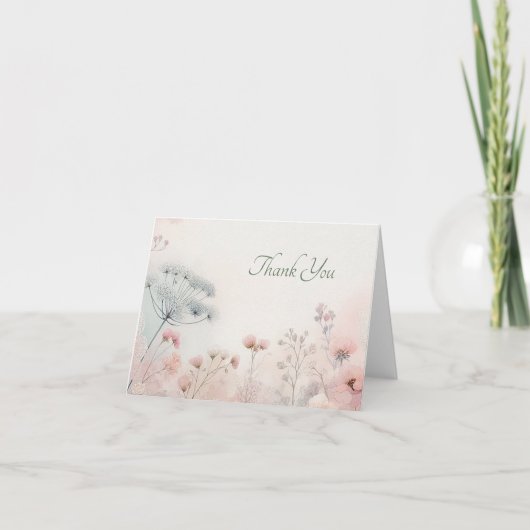 Delicate Queen Anne's Lace Blank Thank you Card Bedankkaart (Voorkant)
