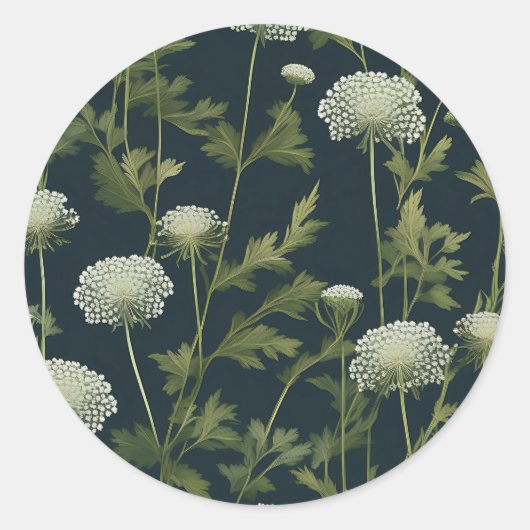 Delicate Queen Anne's Lace Patroon Ronde Sticker (Voorkant)