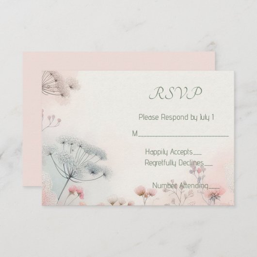 Delicate Queen Anne's Lace RSVP Kaartje (Voorkant / Achterkant)