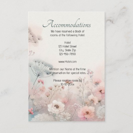 Delicate Queen Anne's Lace Wedding Accommodation  Informatiekaartje (Voorkant)