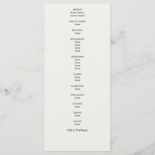 Delicate Queen Anne's Lace Wedding Programmakaart (Achterkant)