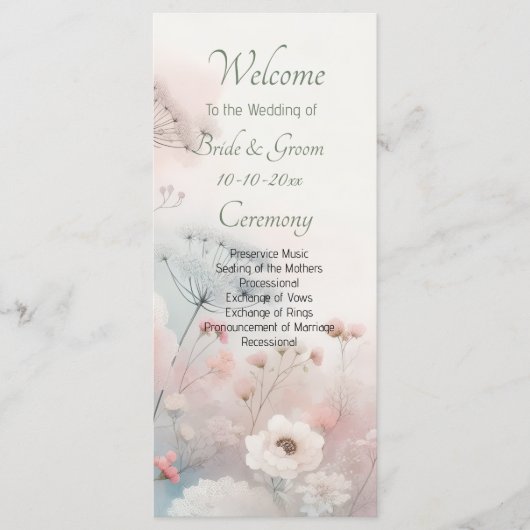 Delicate Queen Anne's Lace Wedding Programmakaart (Voorkant)