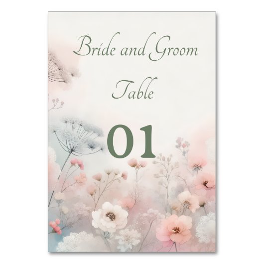 Delicate Queen Anne's Lace Wedding Table Card Kaart (Achterkant)