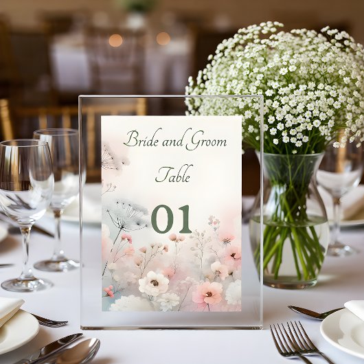 Delicate Queen Anne's Lace Wedding Table Card Kaart