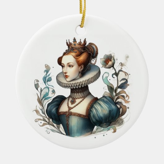 Delicate Queen in Waterverf stijl Keramisch Ornament (Voorkant)