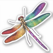 Delicate Rainbow Dragonfly Sticker (Voorkant)