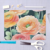 Delicate Ranunculus Flowers Waterverf Tissuepapier (Craft)