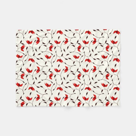 Delicate Red Flower Pattern Fleece Deken (Voorkant (Horizontaal))