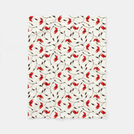 Delicate Red Flower Pattern Fleece Deken