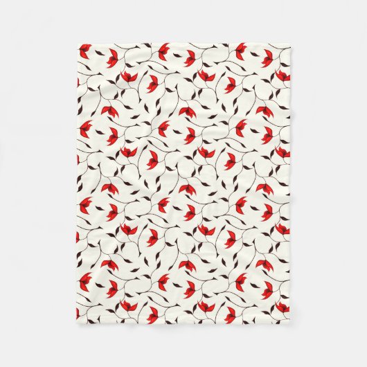 Delicate Red Flower Pattern Fleece Deken (Voorkant)