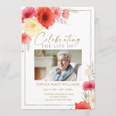 Delicate Red Flowers Funeral Order of Service Programmakaart (Voorkant)