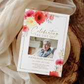 Delicate Red Flowers Funeral Order of Service Programmakaart