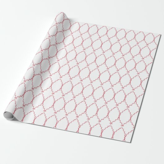 Delicate Red Geometric Pattern Giftwrap Cadeaupapier (Uitgerold)