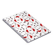 Delicate rode bloem patroon notitieboek (Rechterzijde)