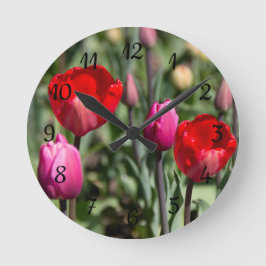 Delicate rode en paarse tulpen ronde klok