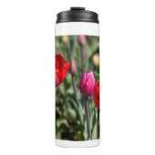 Delicate rode en paarse tulpen thermosbeker (Voorkant)