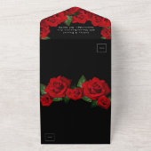 Delicate Rode Liefde Rozen Bruiloft All In One Uitnodiging (Buitenkant)