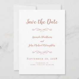Delicate Romantic Calligraphy Roos Gold Pink Chic Save The Date