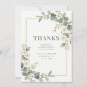 Delicate Romantic Flowers & Branches Frame Wedding Bedankkaart (Voorkant)