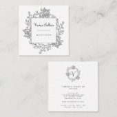 Delicate Romantic Hand Drawn Floral Wreath Vierkante Visitekaartje (Voorkant / Achterkant)