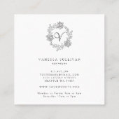 Delicate Romantic Hand Drawn Floral Wreath Vierkante Visitekaartje (Achterkant)