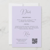 Delicate Romantic Lila Floral in één bruiloft Kaart (Achterkant)