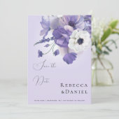 Delicate Romantic Lila Lavender Floral Wedding Kaart (Staand voorkant)