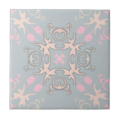 Delicate Romantic Pastel Baroque Damask Patroon Tegeltje (Voorkant)