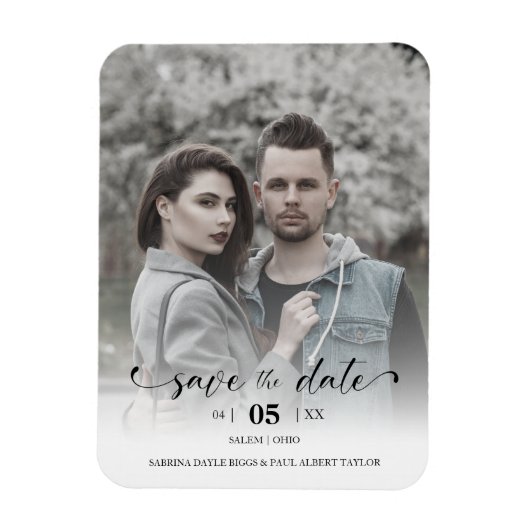 Delicate Romantic Wedding Custom Photo Couple Magneet (Verticaal)