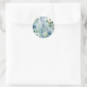 Delicate romantische bloemenblauw ronde sticker (Tas)