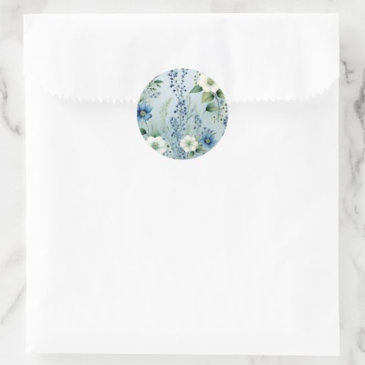 Delicate romantische bloemenblauw ronde sticker (Tas)