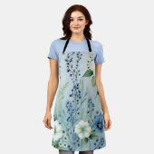 Delicate romantische bloemenblauw schort (Gedragen)