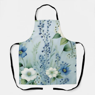 Delicate romantische bloemenblauw schort