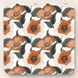 Delicate romantische floraals perzikkaramelbladere bier onderzetter