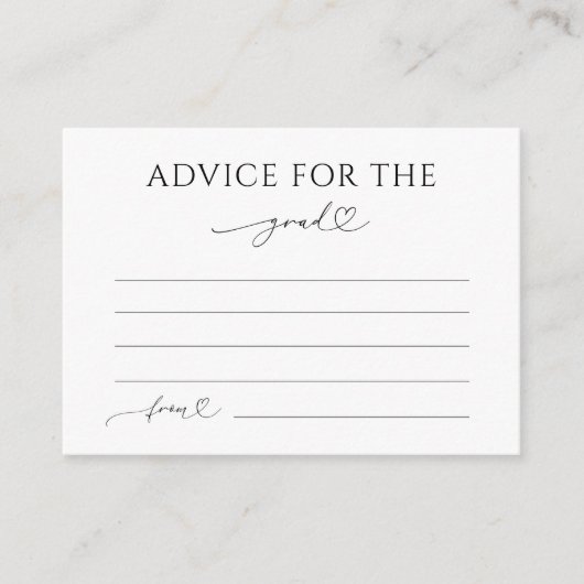 Delicate Romantische Hart Script Advies voor het A Informatiekaartje (Voorkant)