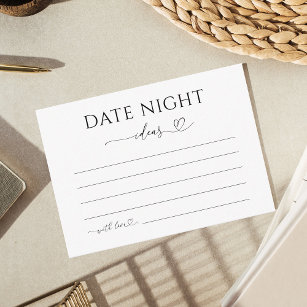 Delicate Romantische Hart Script Date Night Ideeën Informatiekaartje