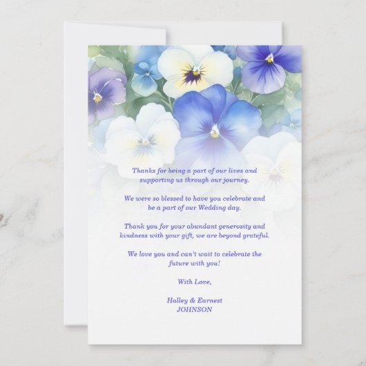 Delicate Romantische Klassieke Bloemen Blauwe tint Bedankkaart (Achterkant)