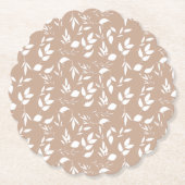 Delicate romantische silhouette florals taupe moch kartonnen onderzetters (Voorkant)