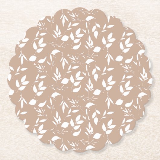 Delicate romantische silhouette florals taupe moch kartonnen onderzetters (Voorkant)