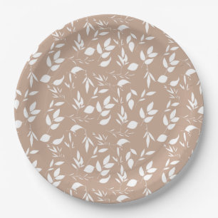 Delicate romantische silhouette florals taupe moch papieren bordje