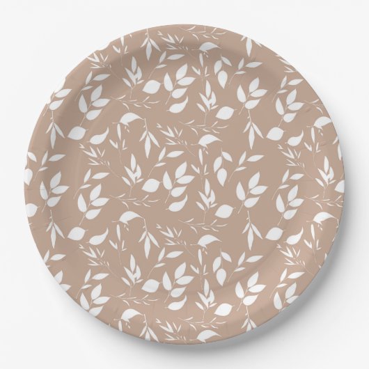 Delicate romantische silhouette florals taupe moch papieren bordje (Voorkant)