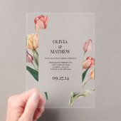Delicate Romantische Tulp Waterverf Lijst Bruiloft Acryl Uitnodigingen (Insitu (Draagbaar))