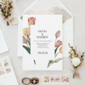 Delicate Romantische Tulp Waterverf Lijst Bruiloft Kaart