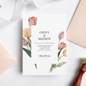 Delicate Romantische Tulp Waterverf Lijst Bruiloft Kaart